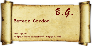 Berecz Gordon névjegykártya